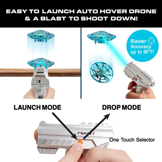 Force1 Scoot Skeet Drone Electronic Shooting Game For Kids and Adults- Pink/Blue {4}