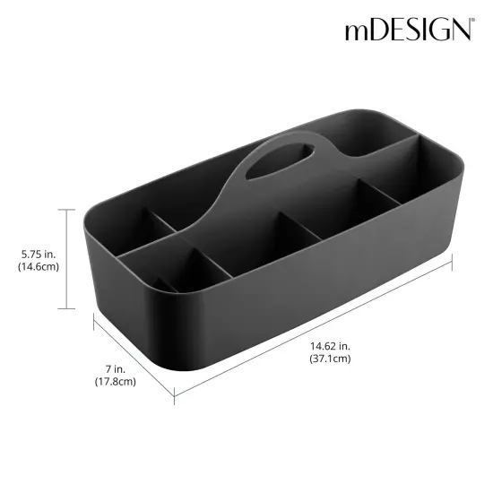mDesign Large Plastic Divided Office Organizer Caddy Tote with Handle {3}