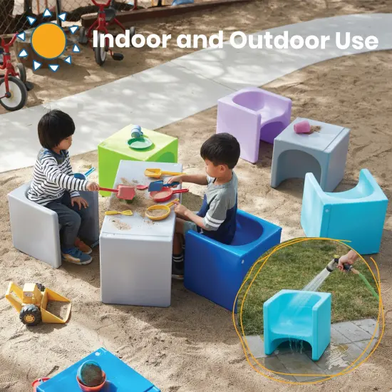 Tri-Me 3-In-1 Cube Chair, Kids Furniture Cyan {5}