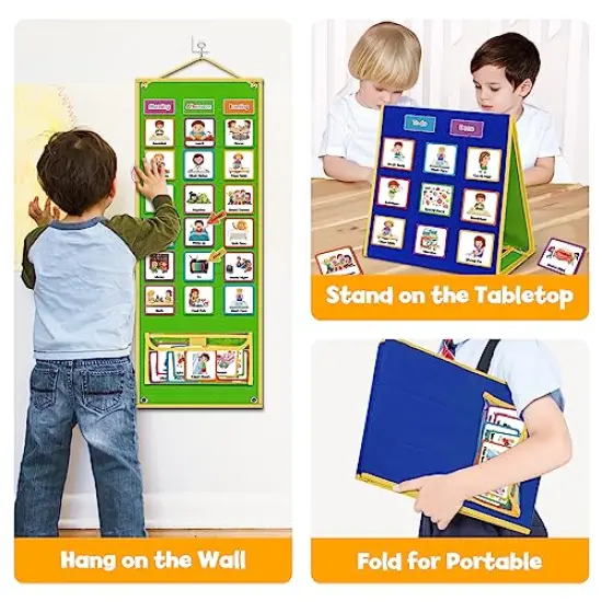 Large Visual Schedule for Kids Chore and Reward Chart Bedtime Routine Board for Toddlers Double-Sided with 109 Cards for Home School Planner and Autism Learning Materials {1}