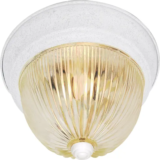 Nuvo 3-Light 15" Flush Mount w/ Clear Ribbed Glass in Textured White Finish {1}