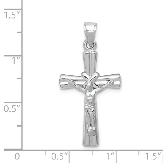 14K White Gold Crucifix Pendant Charm Religious Jewelry 34 X 16mm  {4}