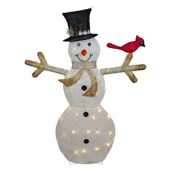 Northlight 49" White and Black LED Lighted Snowman with Top Hat Christmas Outdoor Decoration {1}