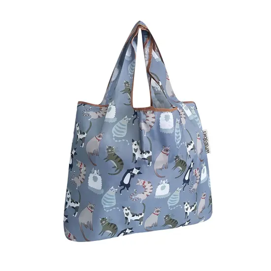 Wrapables Small Foldable Tote Nylon Reusable Grocery Bags Cool Felines {1}