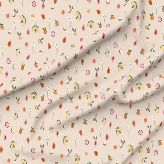 Various Fabrics by the Yard or Fat Quarter Little Fruit Small Scale Beige Tan Summer Floral Mango Dragon Papaya Custom Printed Fabric by Spoonflower {6}