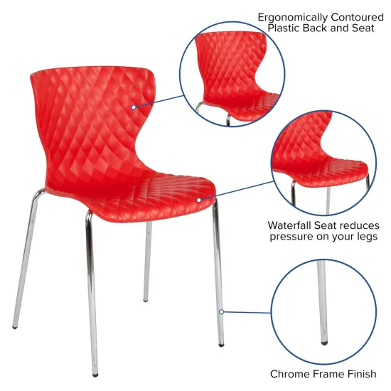 Emma and Oliver Contemporary Design Accent Dining Plastic Stack Chair Red {2}