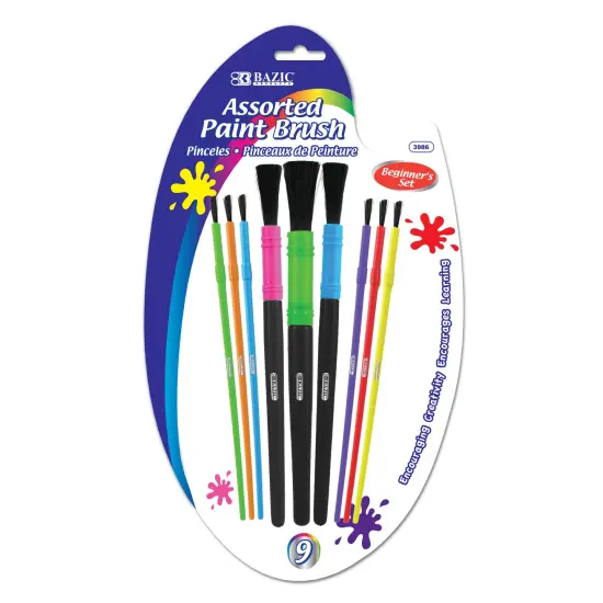BAZIC Paintbrush Set Kid's Asst. Size (9/Pack) {1}