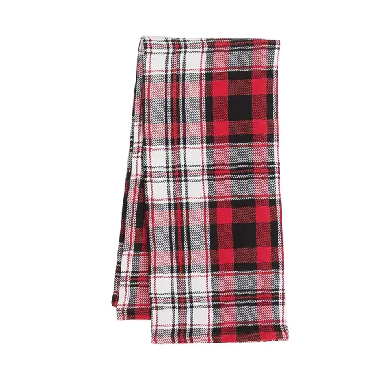 Fireside Plaid Red & Black Woven Kitchen Dishtowel {1}