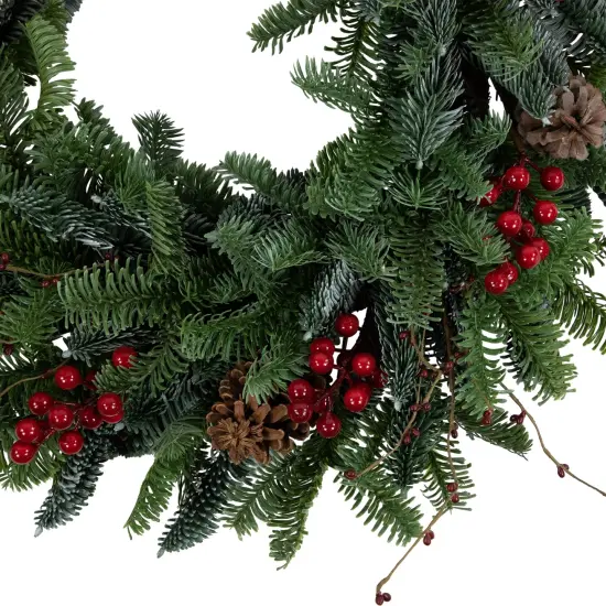 Northlight 30'' Red Berries and Pine Cones Christmas Wreath, Unlit Green {5}