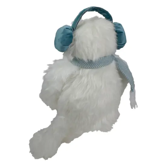 Northlight Plush Sitting Yeti with Earmuffs Christmas Figure - 18" - White and Blue {6}