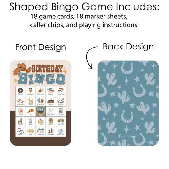 Big Dot of Happiness My First Rodeo - Picture Bingo Cards and Markers - Little Cowboy 1st Birthday Party Shaped Bingo Game - Set of 18 {4}