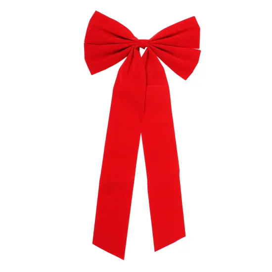 Northlight 4-Loop Velveteen Christmas Bow Decoration - 12" x 24" - Red {1}
