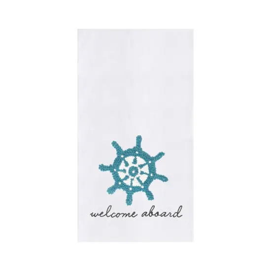 Ships Wheel French Knot Flour Sack Kitchen Dishtowel {1}