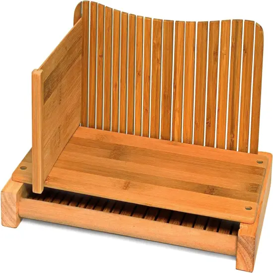 Dbtech Wood Bread Slicer for Homemade Bread, Compact & Foldable Bread Slice Guide {6}