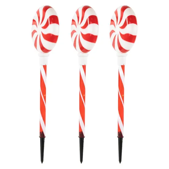Northlight LED Lighted Peppermint Swirl Candy Outdoor Christmas Pathway Markers - 26" - Set of 3 Red {6}