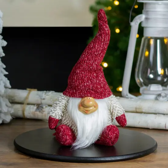 Northlight Chubby Smiling Gnome Plush Christmas Figure - 15" - Ivory and Red {3}