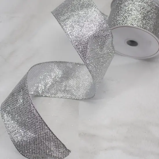 Northlight Silver Glittered Christmas Wired Craft Ribbon 2.5" x 10 Yards {4}