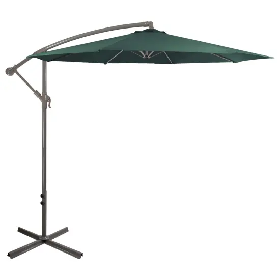 Northlight 10ft Offset Outdoor Patio Umbrella with Hand Crank, Hunter Green {1}