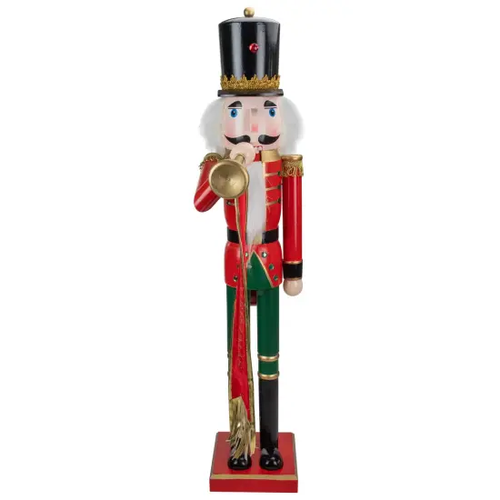 Northlight 36" Red and Green Christmas Nutcracker Soldier with Horn {4}
