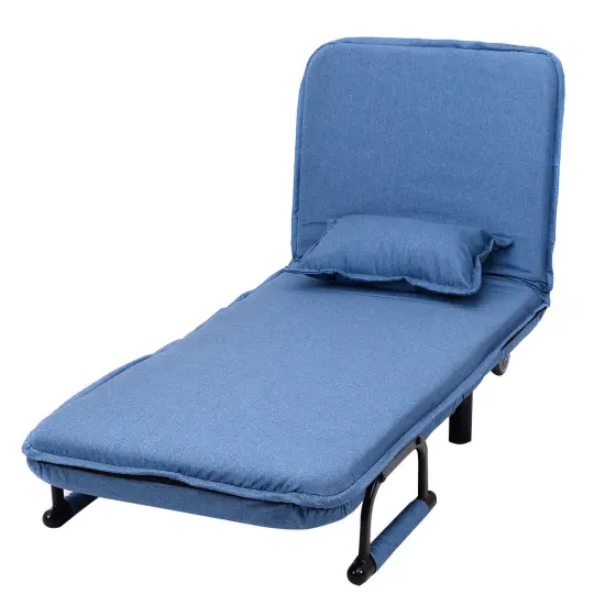 Convertible Folding Leisure Recliner Sofa Bed Blue {4}
