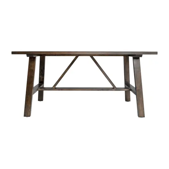 Merrick Lane Mabel Farmhouse Trestle Coffee Table, Solid Wood Rustic Accent Table Dark Gray {3}