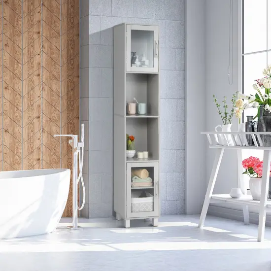 71 Inch Tall Tower Bathroom Storage Cabinet and Organizer Display Shelves for Bedroom Grey {2}