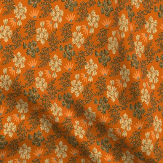 Various Fabrics by the Yard or Fat Quarter Orange Floral Vintage Botanical Wildflowers Romantic Chintz Fall Custom Printed Fabric by Spoonflower {5}