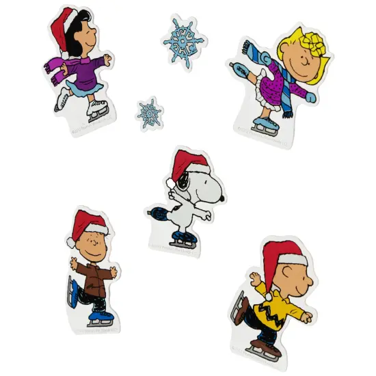 Northlight 7-Piece Peanuts Characters Ice Skating Christmas Jelz Window Clings Red {4}