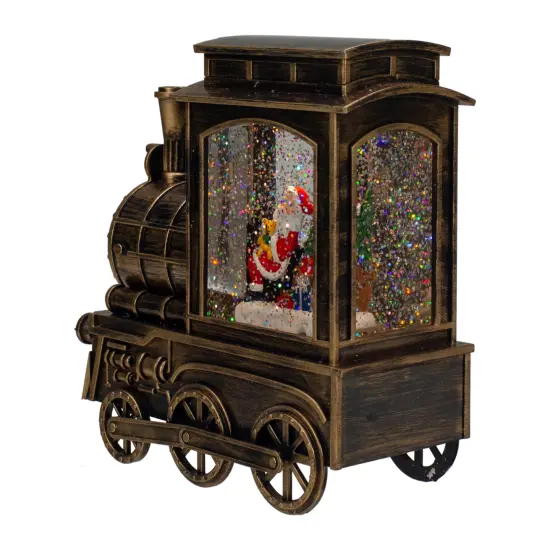 Northlight 6.75" Lighted Black Train Christmas Snow Globe with Santa {6}