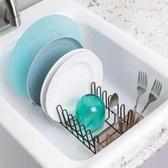 mDesign Compact Countertop, Sink Dish Drying Rack Caddy {2}