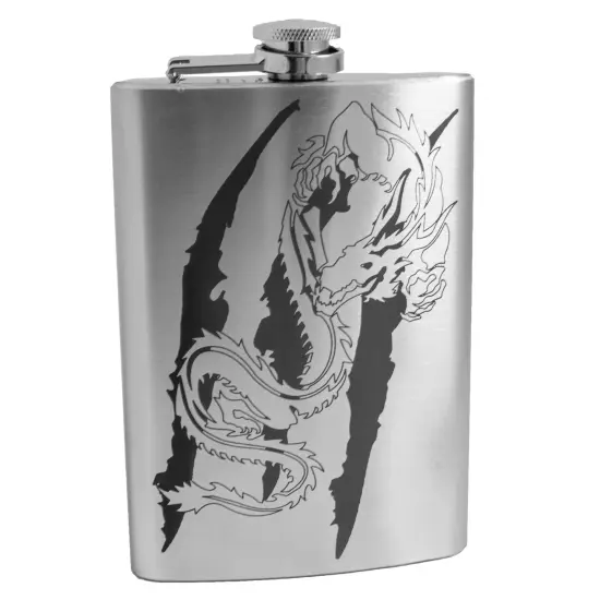 8oz Dark Dragon Stainless Steel Flask {1}