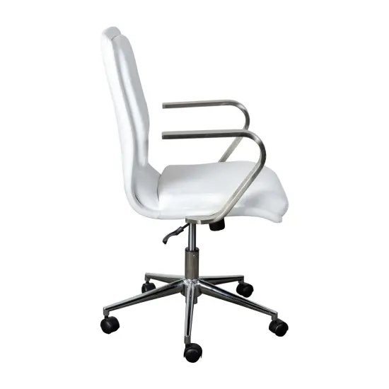 Merrick Lane Artemis Mid-Back Home Office Chair with Armrests, Height Adjustable Swivel Seat and Five Star Base White/Chrome {5}