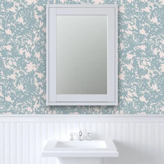 Peel & Stick Wallpaper 2FT Wide Duck Egg Blue Abstract Jungle Aqua Cream Modern Custom Removable Wallpaper by Spoonflower {6}