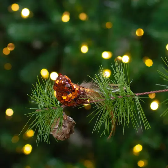 Northlight 4.5" Right Facing Orange Sequined Bird Christmas Ornament {3}