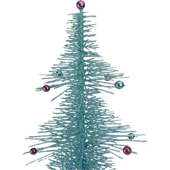 Allstate 16" Whimsical Turquoise Glittered Spike Table Tree - Unlit Blue {3}