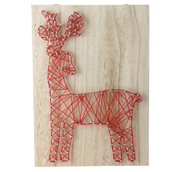 Northlight Wooden String Reindeer Wall Art Decoration - 11" - Red and Beige {1}