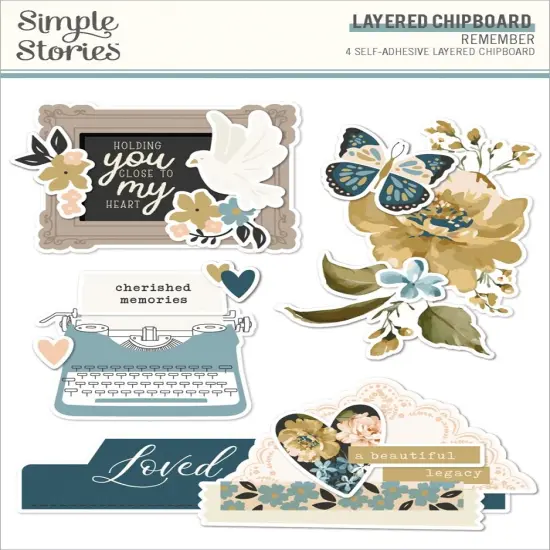 Remember Layered Chipboard Die-Cuts-4/Pkg {1}