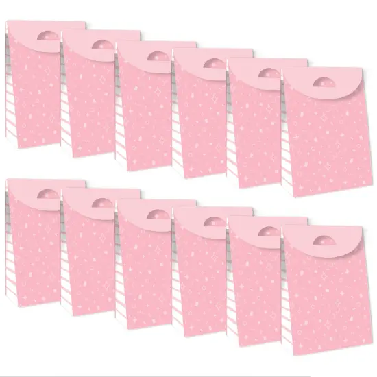 Big Dot of Happiness Pink Confetti Stars - Simple Gift Favor Bags - Party Goodie Boxes - Set of 12 {6}