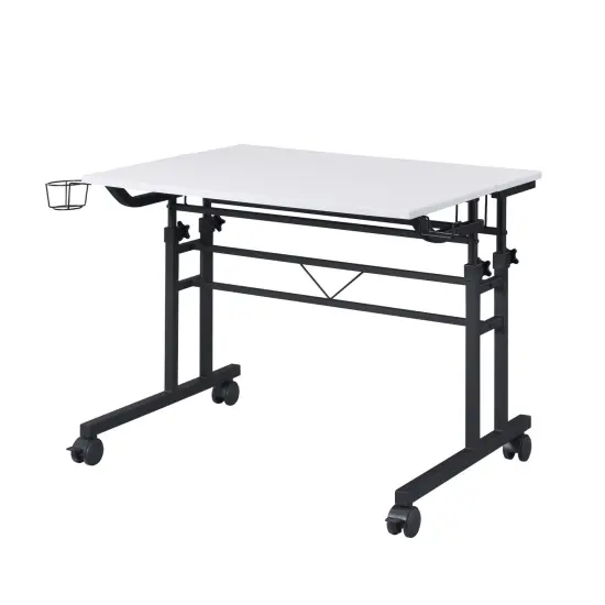 Techni Office Solutions 40" White and Black Durable Rectangular Writing Desk {7}