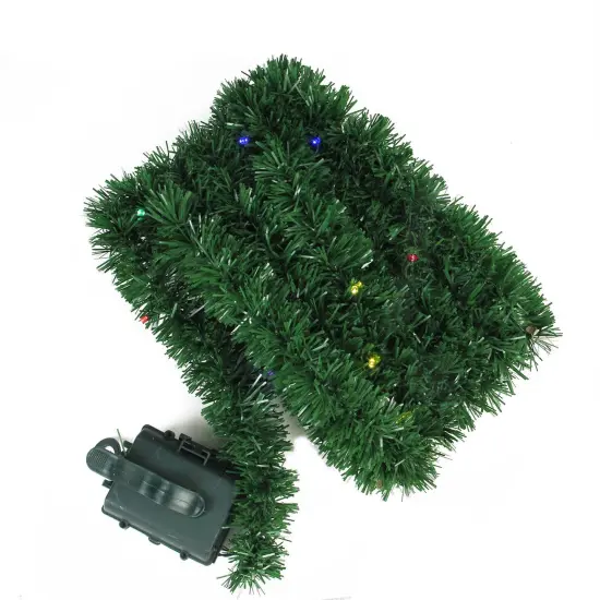 Brite Star 18' B/O Artificial Pine Garland with 35 Multi-Colored Micro Lights - Pre-lit {1}