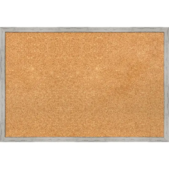 Shiplap White Narrow Wood Framed Corkboard, Natural Cork {1}
