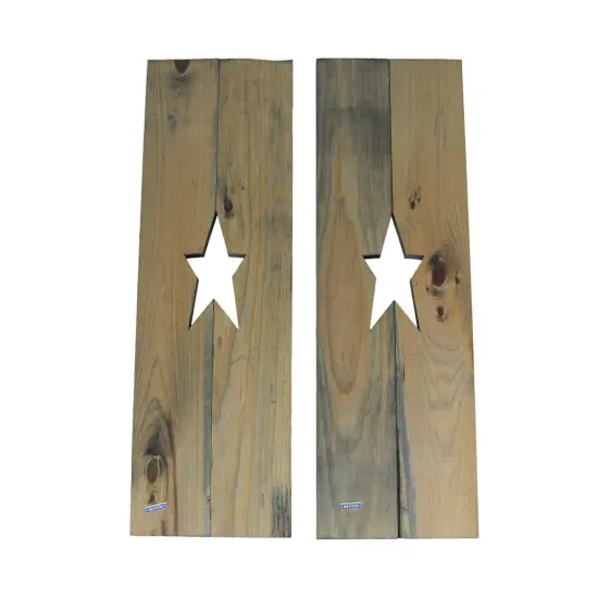 Set of 2 Rustic Cutout Star Decorative Wood Panel Wall Hangings 24 inch {1}