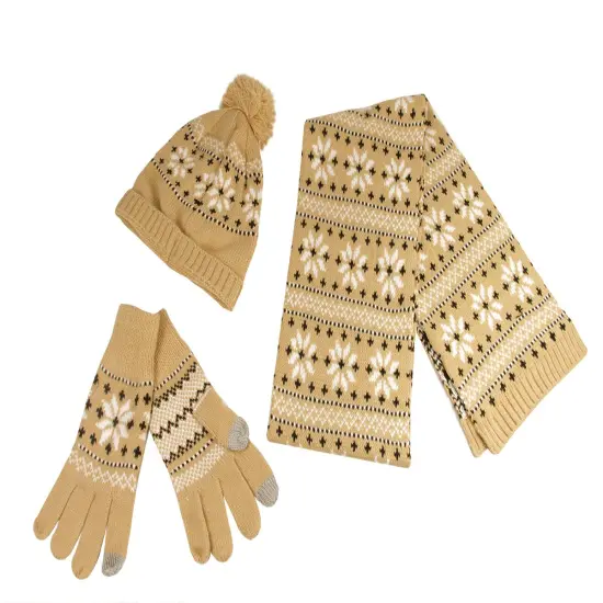 Christmas Central 60" Unisex Light Khaki Jacquard Knit Winter Scarf Brown {3}