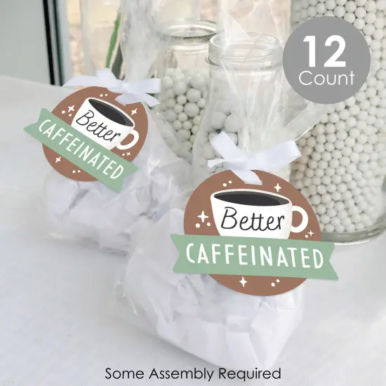 Big Dot of Happiness But First, Coffee - Cafe Themed Party Clear Goodie Favor Bags - Treat Bags With Tags - Set of 12 {3}