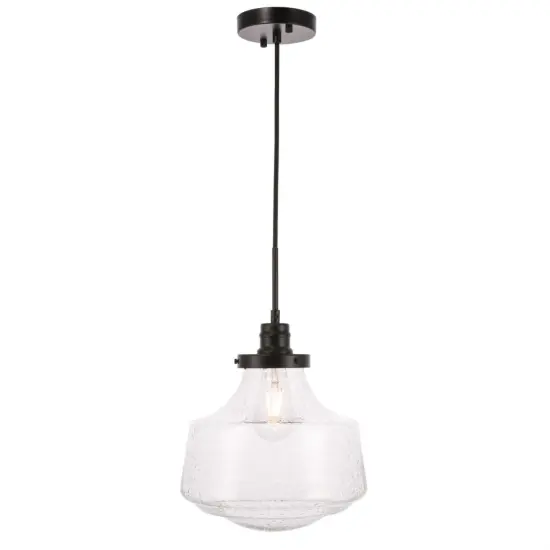 Lyle 1 light Black and Clear seeded glass pendant {4}