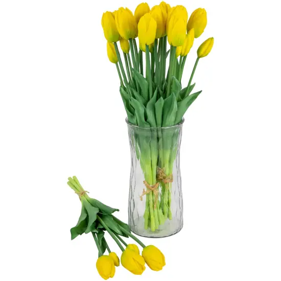 Northlight Real Touch&trade; Yellow Artificial Tulip Floral Bundles, Set of 6 - 18" {4}