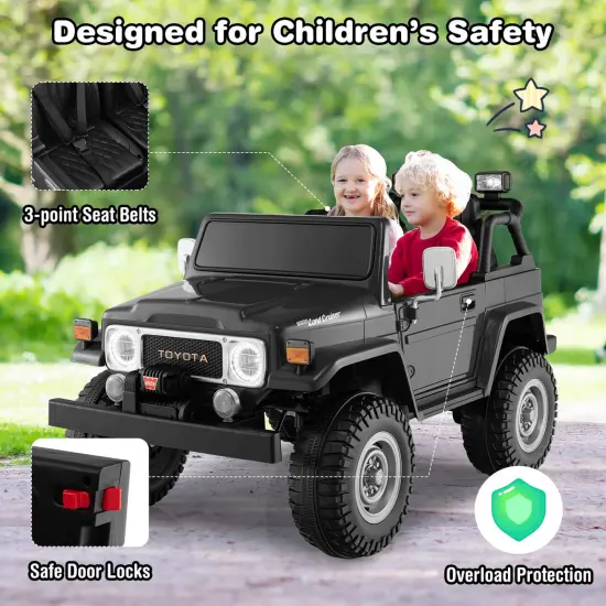 12V 2-Seat Kids Ride On Car with 2.4G Remote Control and USB Port Black {3}