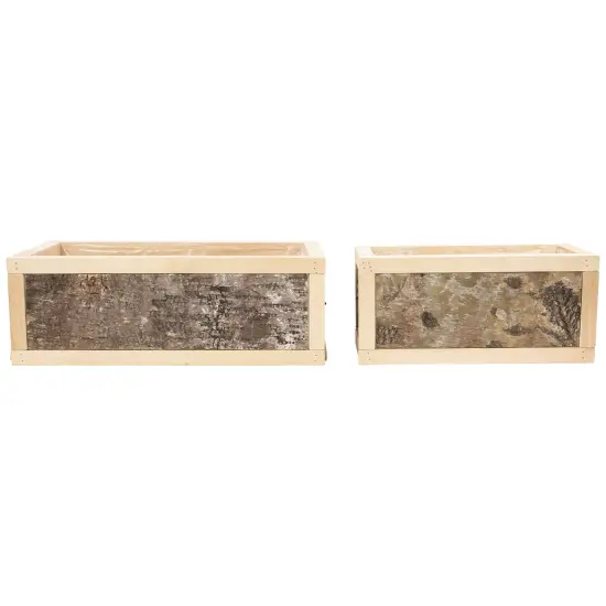 Northlight Rustic Wooden Storage Boxes- 15.5" - Set of 2 Beige {6}