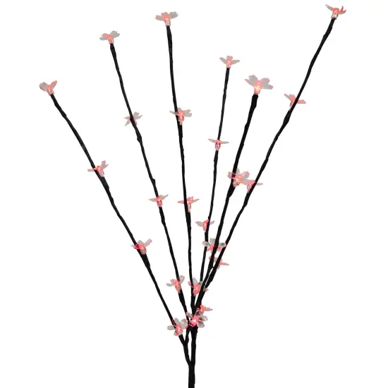 Northlight Pre-Lit Cherry Blossom Artificial Tree Branches - 2.5' -Red LED Lights - Set of 3 Black {5}