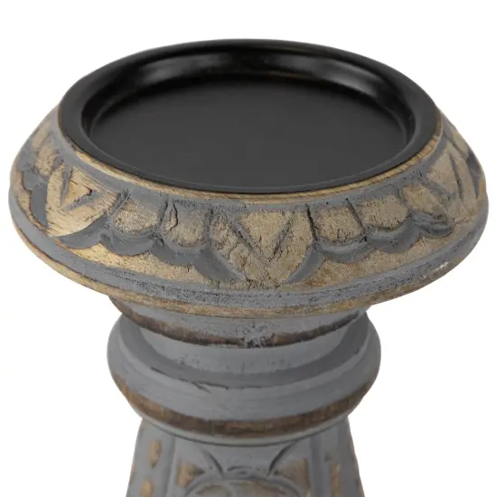 Northlight Set of 3 Brushed Gray Tripod Wooden Pillar Candle Holders 18" {6}